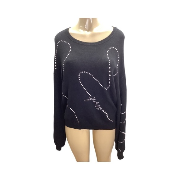 Guess Size Medium Black Oversized Sweater  With White Dots Design. New With Tags - Picture 2 of 8